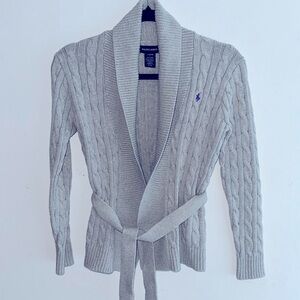 Ralph Lauren Grey Cable Knit Sweater Kids Large L 12/14